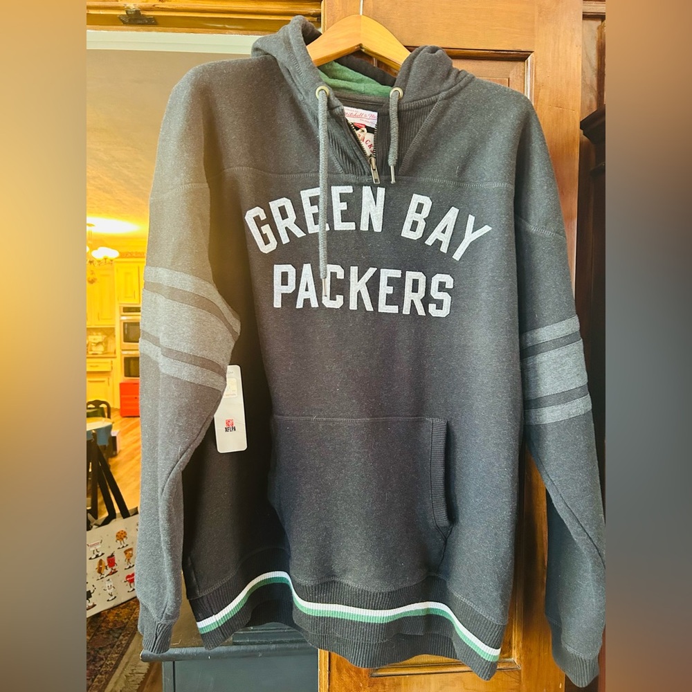 Green Bay Packers Gray Hoodie Mitchell & Ness vintage throw backs